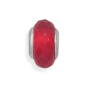  Story Bead Slide on Charm July Birthstone Ruby Red Glass 