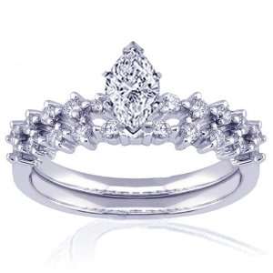  1.25 Ct Marquise Cut Diamond Engagement Wedding Rings Set 