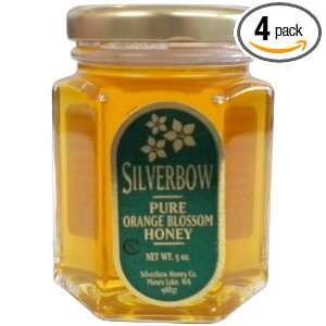 Silverbow Liquid Honey Pure Orange Blossom Hex Jar, 5 Ounce (Pack of 4 
