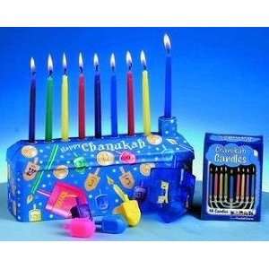  Chanukah Menorah Kit (one Box of Candles, one Festive Tin Menorah 