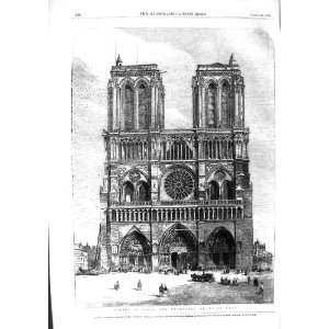    1855 SCENE PARIS CATHEDRAL NOTRE DAME ARCHITECTURE
