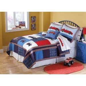Pem America Cars Full / Queen Quilt With 2 Shams:  Home 
