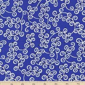  Color Blast Scroll Cotton Fabric   Blue