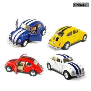 Set of 4 Cars: 5 Classic 1967 Volkswagen Beetle with Racing Stripes 1 