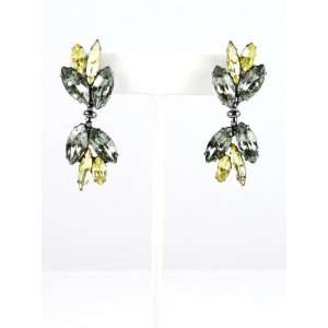   Elizabeth Cole jewelry cluster drop crystal hematite earrings: Jewelry