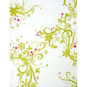   holiday garland designer gift wrap paper (green): Kitchen & Dining