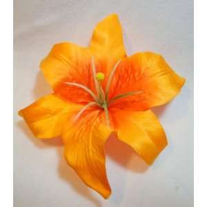  HUGE Yellow Orange Lily Hair Flower Clip 