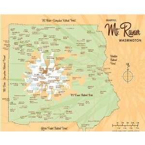 Mt. Rainier Washington Notecard 5 x 7 in. (Theme Two Artistic Maps)