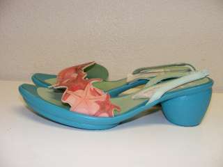 RARE New Camper Twins Sandals Seashell Orangepeel Heel Shoes Womens 38 