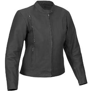  River Road Tango Womens Leather Motorcycle Jacket Black 