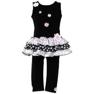 Bonnie Jean Infant Toddler Girls Black 2 Piece Tank Pant Outfit 12m 4T