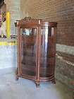 NICE AMERICAN OAK VICTORIAN NORTHWIND FACE PAW FOOT CHINA CABINET 