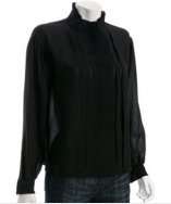 style #304553102 black silk wool Mallory pleated blouse