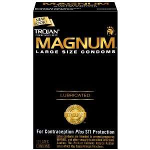   : Trojan Magnum Lubricated Condoms, 12 Count: Health & Personal Care