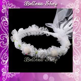 White Wedding Flower Girls Headdress Circlet HA105 WE  