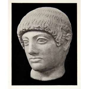 1929 Print Ancient Greek Ephebe Head Statue Sculpture Hairstyle 