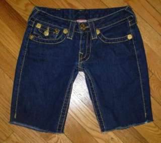   JOEY BIG T* Metallic Gold Stitch Jeans Cut Offs Shorts Dark 24  