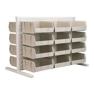 Akro Mils Ready Space Double Sided Bench Rack With 24 Beige Akrobins 