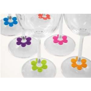 Identity Daisy Wine Glass Markers, Set of 8  Kitchen 