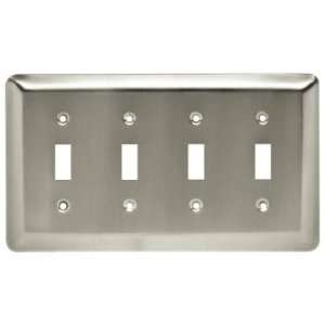   Stamped Round Quad Switch Wall Plate, Satin Nickel: Home Improvement