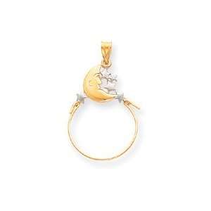   14k Yellow & Rhodium Gold Polished Moon & Stars Charm Holder: Jewelry