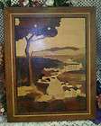 Vintage MARQUETRY Wood INLAY Picture Wall Plaque ART Wooden Landscape