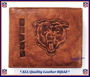 BEARS CHICAGO BIFOLD WALLET Embossed ALL LEATHER NEW  