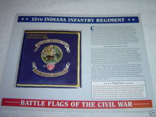 13th INDIANA INFANTRY REGIMENT Civil War Battle Flag PATCH  