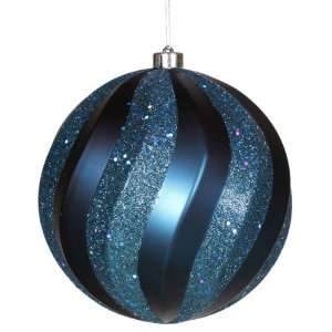  Blue Matte and Glitter Swirl Shatterproof Christmas Ball 
