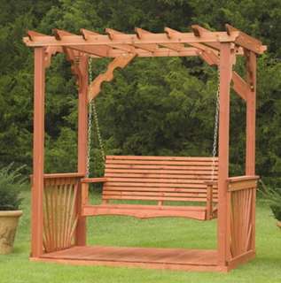 New Outdoor 7 Wooden Cedar Wood Pergola Yard Garden Porch Swing Free 