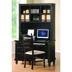    875 Series Writing Desk and Hutch Set in Black: Office Products