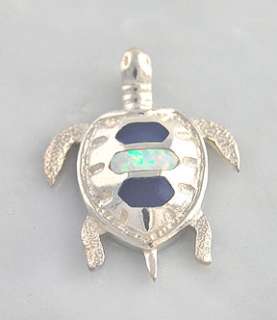Sterling Silver Lapis & Opal Inlay Turtle Pendant  