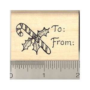  Christmas Candy Cane Gift Tag Rubber Stamp: Arts, Crafts 