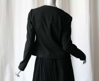 VALENTINO Black Bow Blouse Top/Jacket+Pleated 2 Piece Skirt Suit 