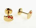 Gold 18k GF Hello Kitty Earrings High Security Safety New Born Toddler 
