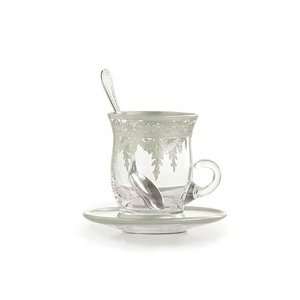  Arte Italica Vetro Silver Cup & Saucer with Spoon: Kitchen 
