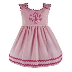   Linens 6009PH Bon Bon Corduroy Dress in Pink with Hot Pink Trim: Baby