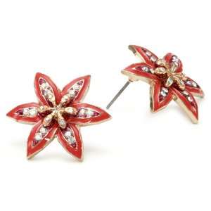 Betsey Johnson Rio Red Flower Stud Earrings