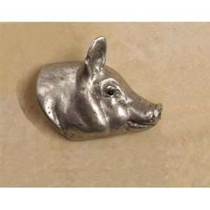  Pig Head Cabinet Knob/Pull In Pewter (Facing Right): Home 