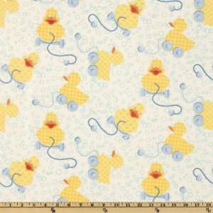  43 Wide Flannel Ducks Blue Fabric By The Yard: Arts 