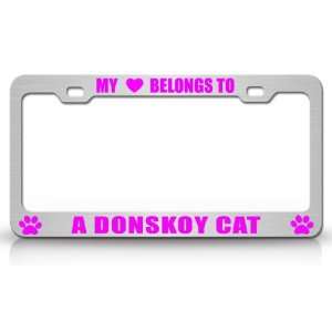  MY HEART BELONGS TO A DONSKOY Cat Pet Auto License Plate 