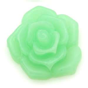  Lucite Rose Flower Cabochons Matte Translucent Jade Green 
