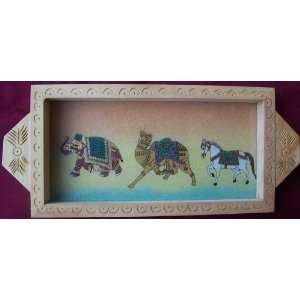   , Horse & Camel Gem Art Painting, Serving Tray 