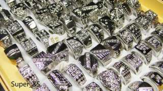 wholesale Jewelry lots 30pcs Rhinestone Mans Silver Plated rings free 