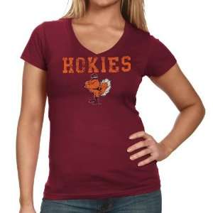  Virginia Tech Hokies Ladies Maroon Quake T shirt: Sports 