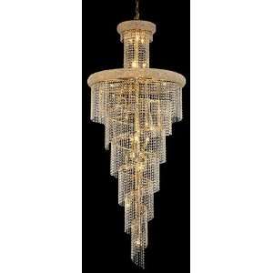 Spiral Design 28 Light 72 Chrome or Gold Chandelier with European or 