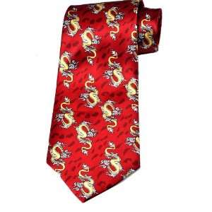 Chinese Silk Red Dragon Tie, #6