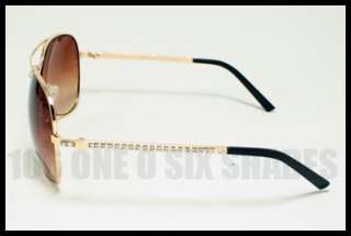 AVIATOR Rhinestone Sunglasses Classic Style GOLD New  