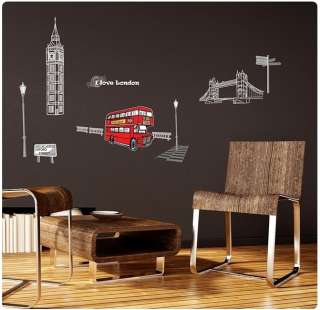 love London Adhesive Removable Wall Decor Accents Stickers Decals 