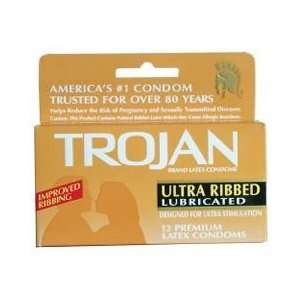  Trojan Ultra Ribbed Condoms   Options Lubricated   Pack of 